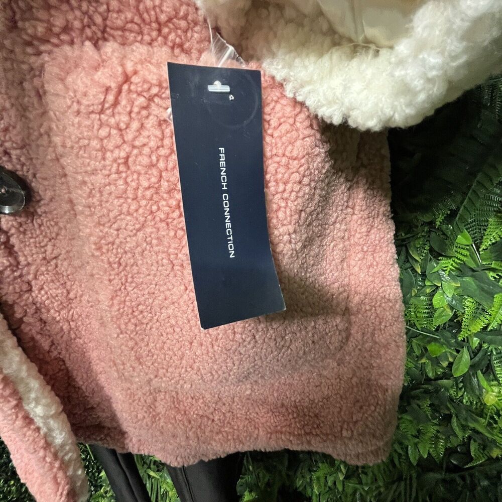 FRENCH CONNECTION Women Jacket XL Blazer Cream Pink Teddy Fleece Faux Fur NWT - Picture 10 of 10